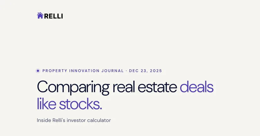 Relli’s Investor Calculator Targets Industry Pain Point: Fast, Reliable Deal Analysis